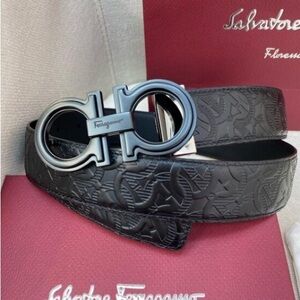 Salvatore Ferragamo Black Embossed Belt Bag